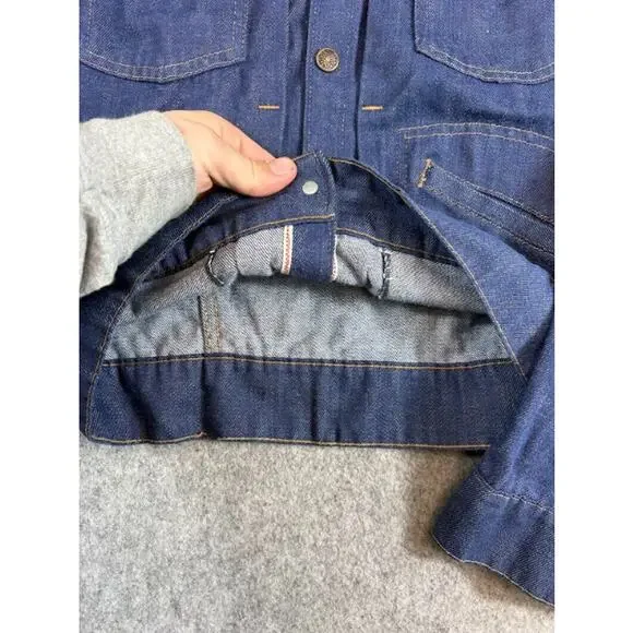 Vintage 60s JC Penney Selvedge Denim Trucker Jacket Boys Large Dark Wash Rare